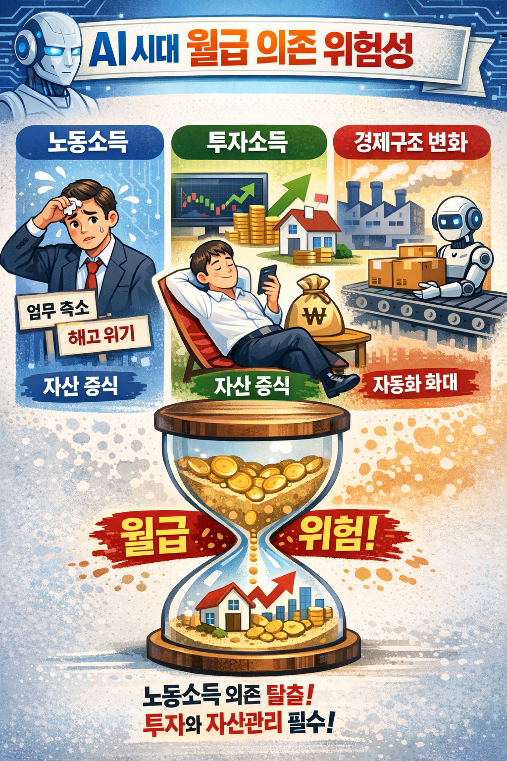 AI 시대 월급 의존 위험성 (노동소득, 투자소득, 개인전략)
