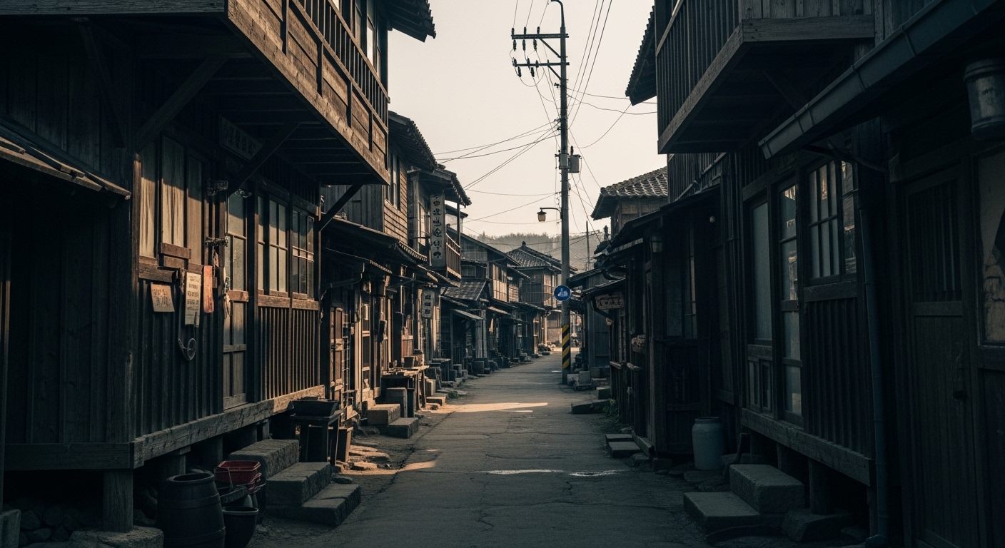 태백 철암탄광 역사촌의 독특한 까치발 건물들과 옛 정취가 묻어나는 골목길 풍경.
