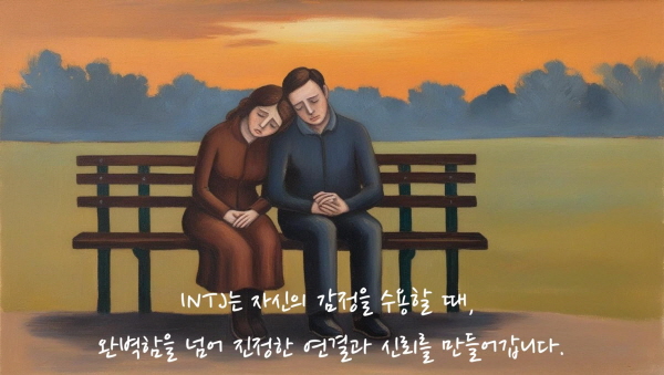 INTJ는 자신의 감정을 수용할 때, 완벽함을 넘어 진정한 연결과 신뢰를 만들어갑니다에 관한 그림