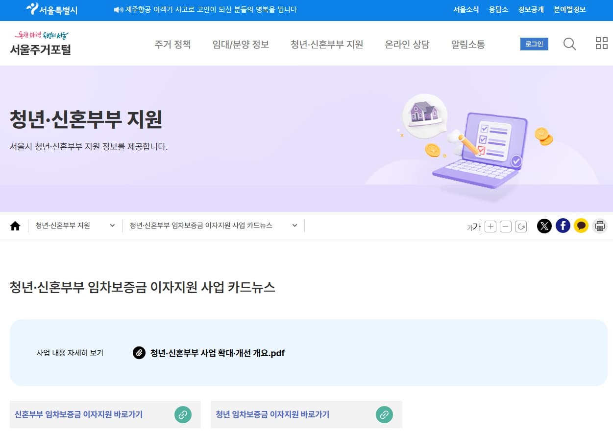 청년ㆍ신혼부부 임차보증금 이자지원 사업