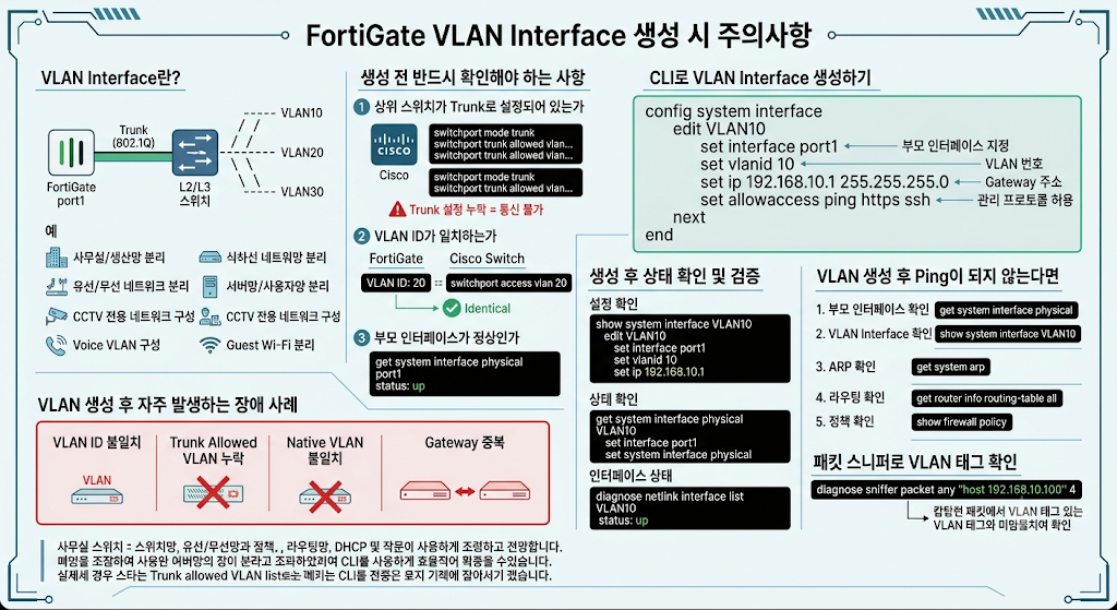 FortiGate VLAN 인터페이스 생성 시 주의사항