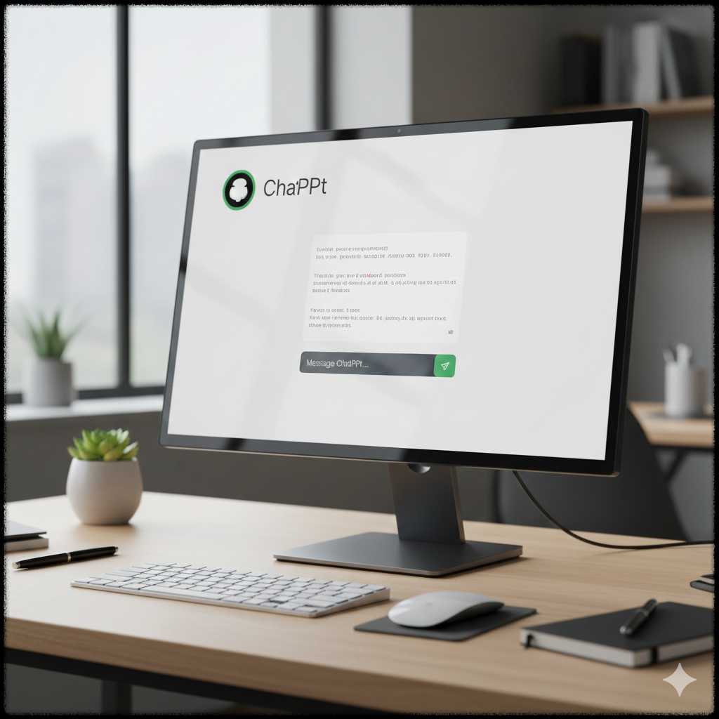 모니터에 ChatGPT 프롬프트 입력 창이 보이는 이미지