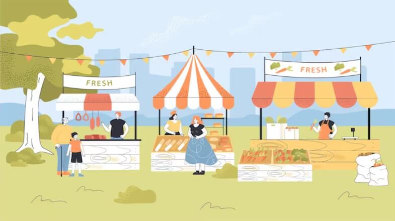 소상공인들이 장사하는 모습