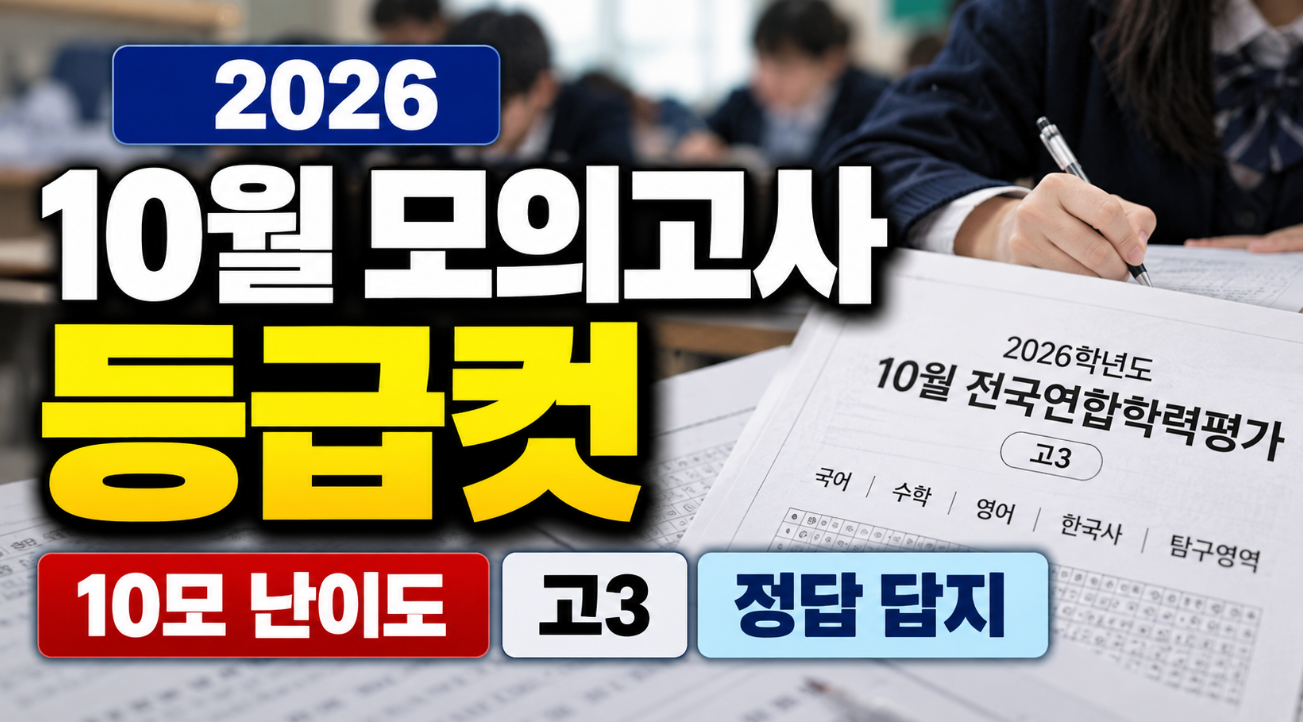 10월 모의고사 2026 등급컷|10모 난이도·고3·정답 답지
