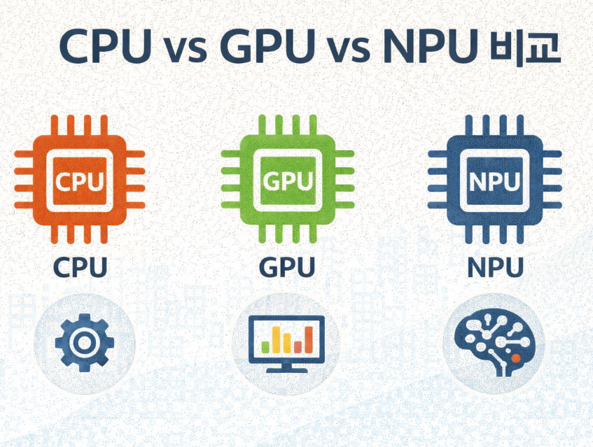 CPU vs GPU vs NPU 비교 관련 이미지