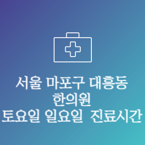 서울 마포구 대흥동 한의원 주말 토요일 일요일 문여는 병원 진료시간