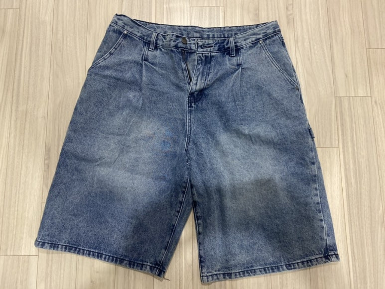 디미트리블랙 바이오워싱 카펜터 버뮤다 데님 팬츠 라이트블루