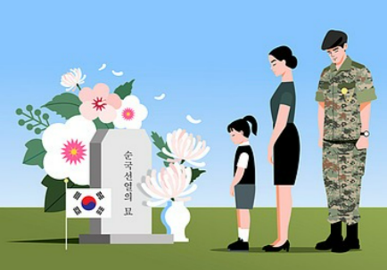 묵념의 일러스트 이미지 ( 출처 : 클립아트코리아 )