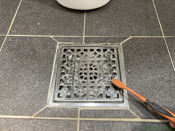 욕실(화장실) 배수구 청소 - 덮개 위