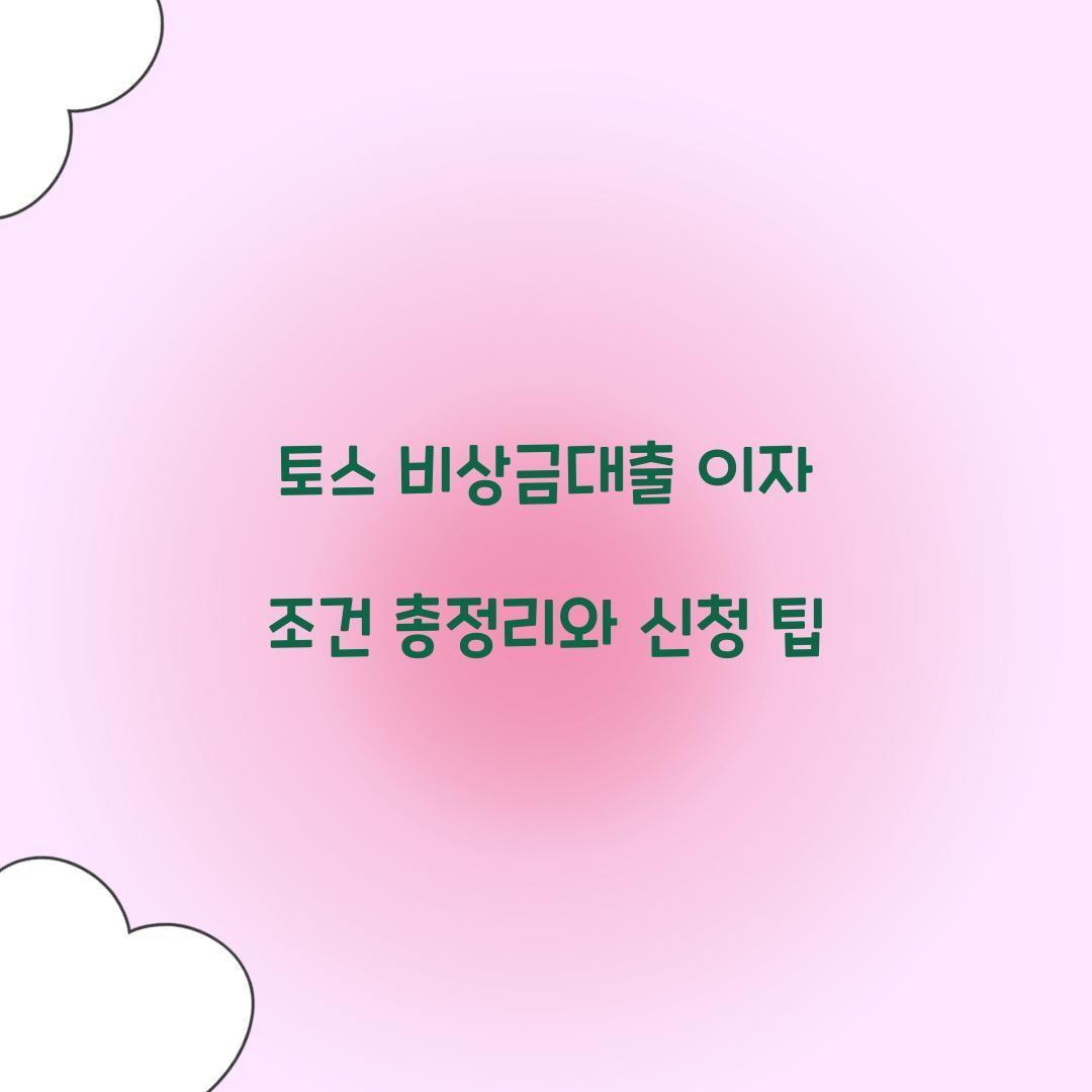 토스 비상금대출 이자 조건