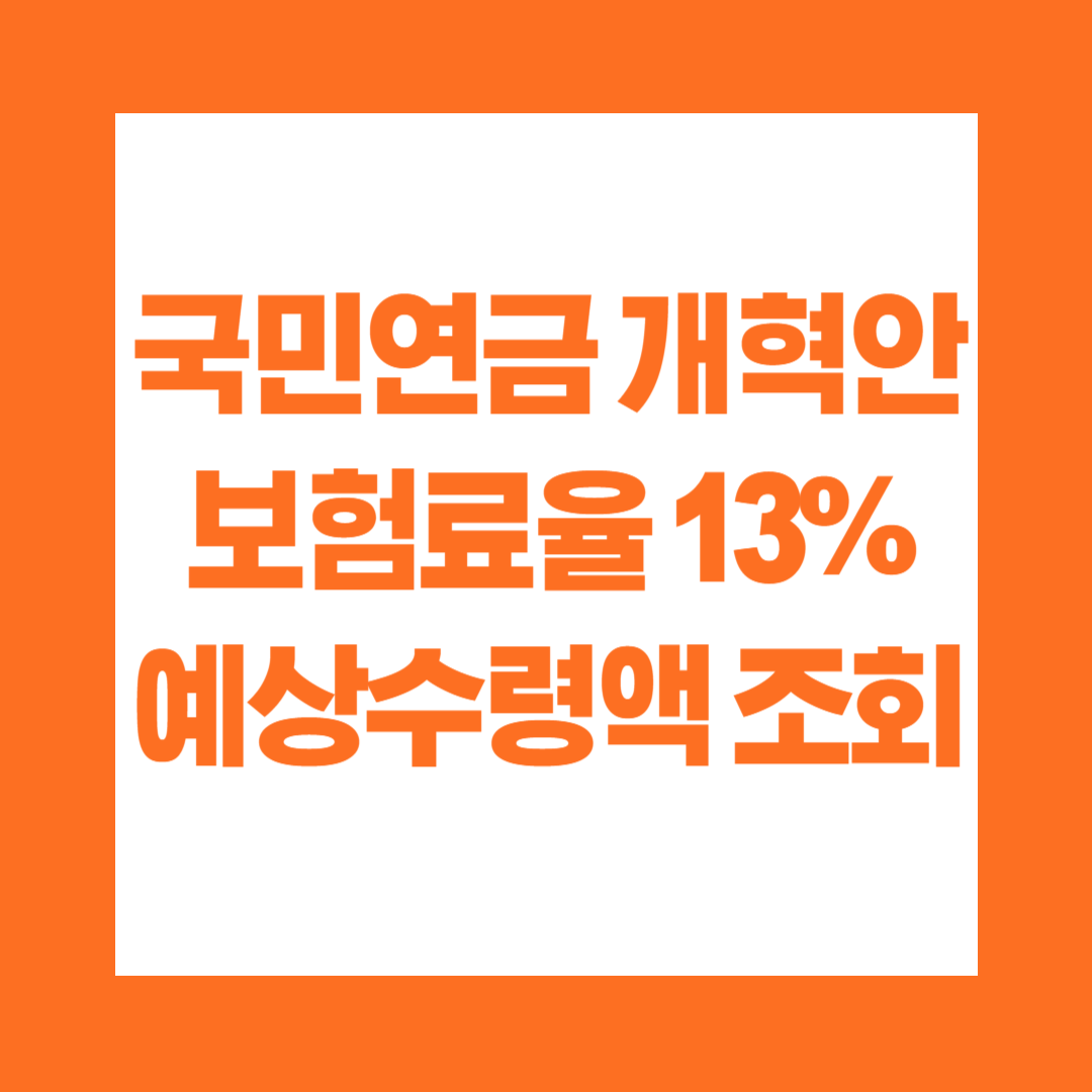 국민연금 개혁안 보험료율 13% 예상수령액 조회