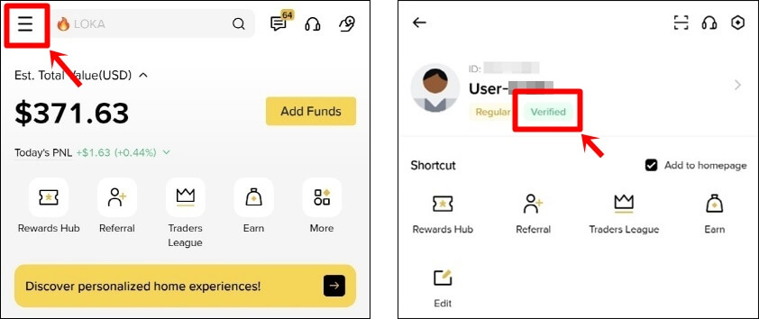 KYC 본인인증 확인 창