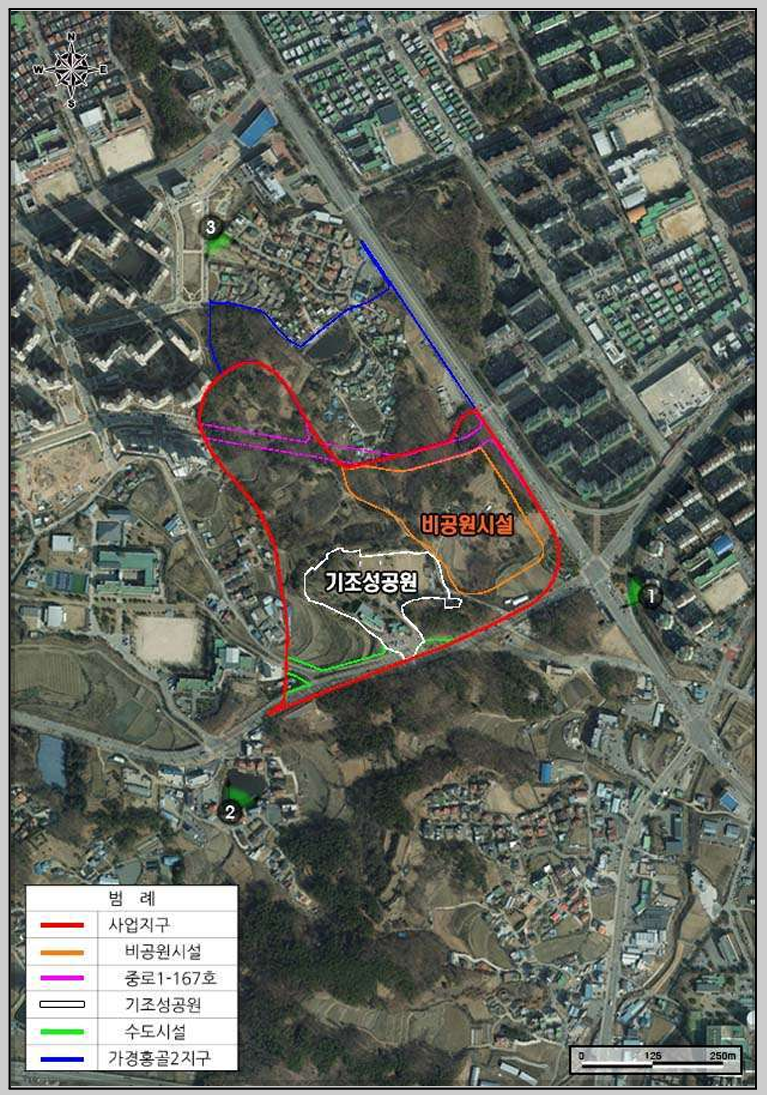 홍골근린공원 민간공원 조성사업 위성사진