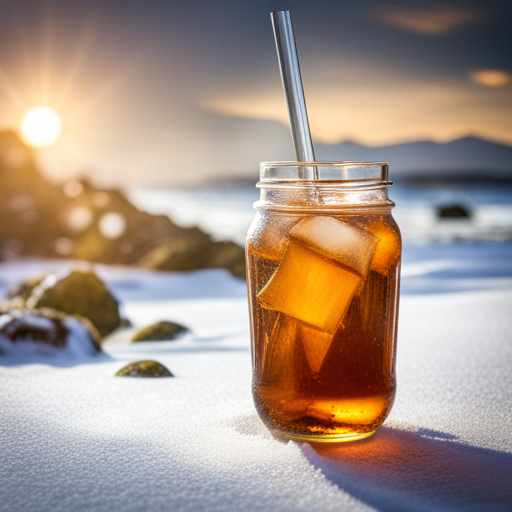 얼음컴에 담겨있는 콤부차