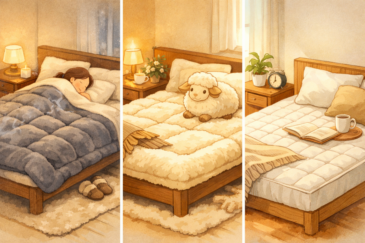 겨울 침대패드 소재별 체감온도 비교