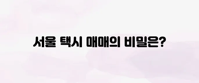 서울 개인택시 시세 및 매매 방법 총정리