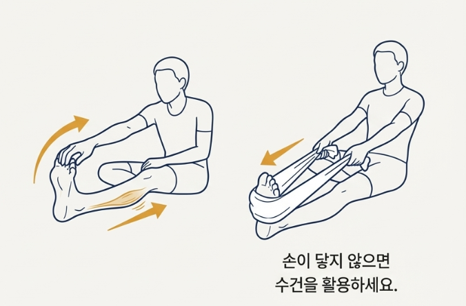 발가락을 몸쪽(얼굴 방향)으로 발가락 당기기