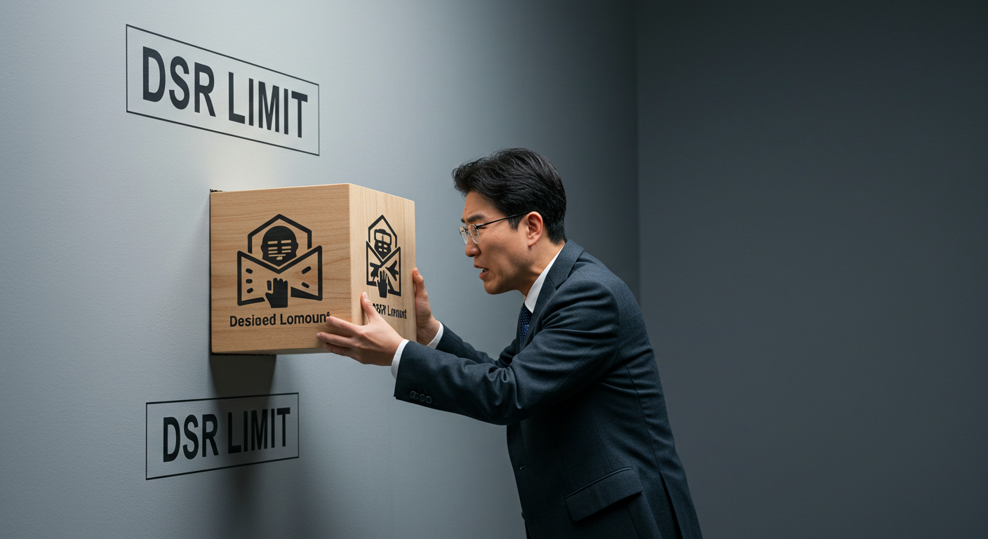 DSR 한도라는 작은 구멍에 맞지 않는 높은 대출 희망액 때문에 좌절하는 한국인 남성