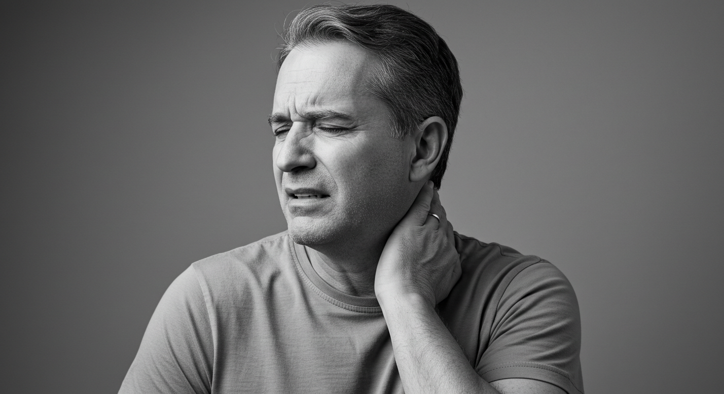 목디스크로 힘들어 하는 남성