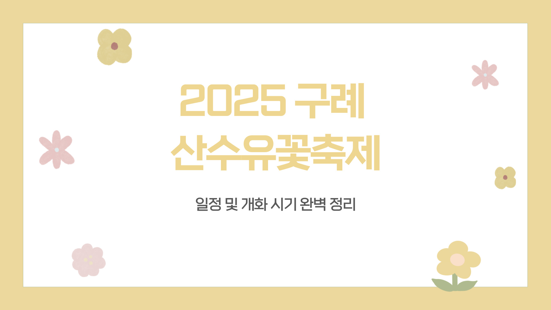 2025 구례 산수유꽃축제 일정 및 개화 시기