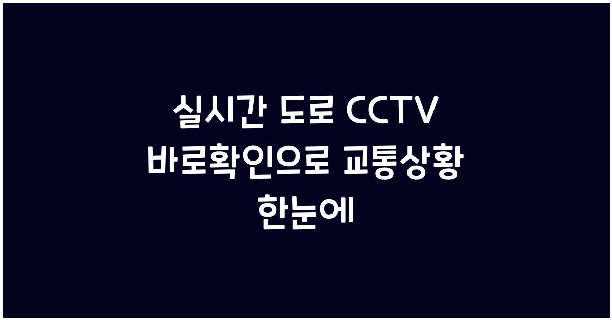 실시간 도로 cctv 바로확인