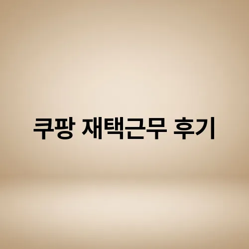 쿠팡 재택근무 후기