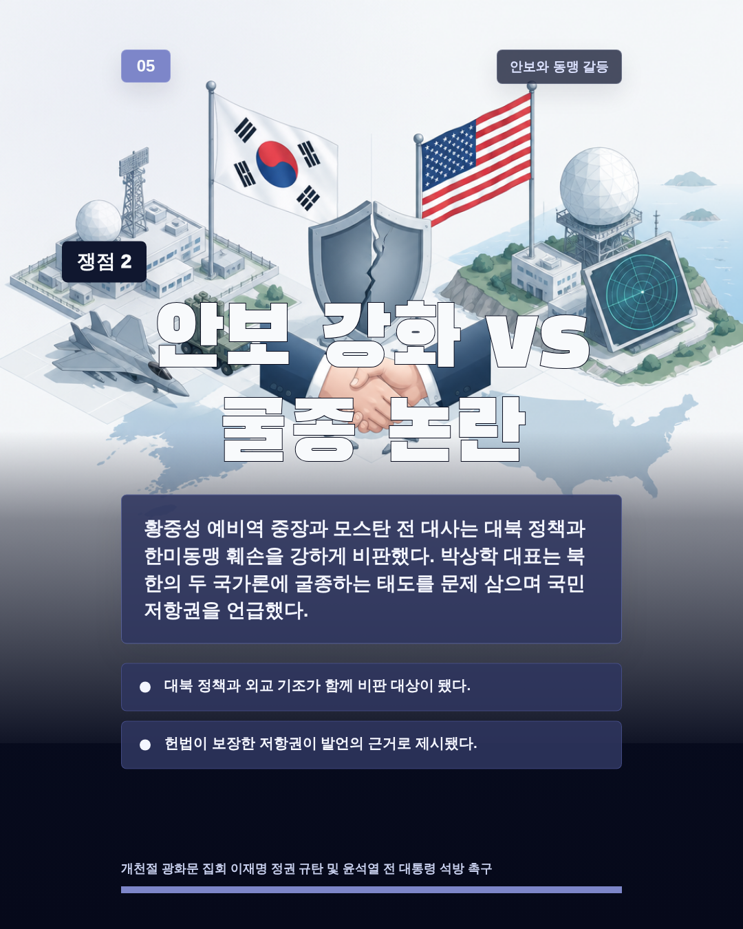 안보 강화 vs 굴종 논란