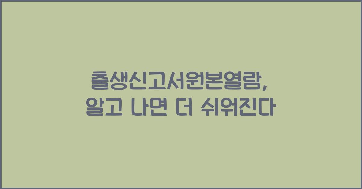 출생신고서원본열람