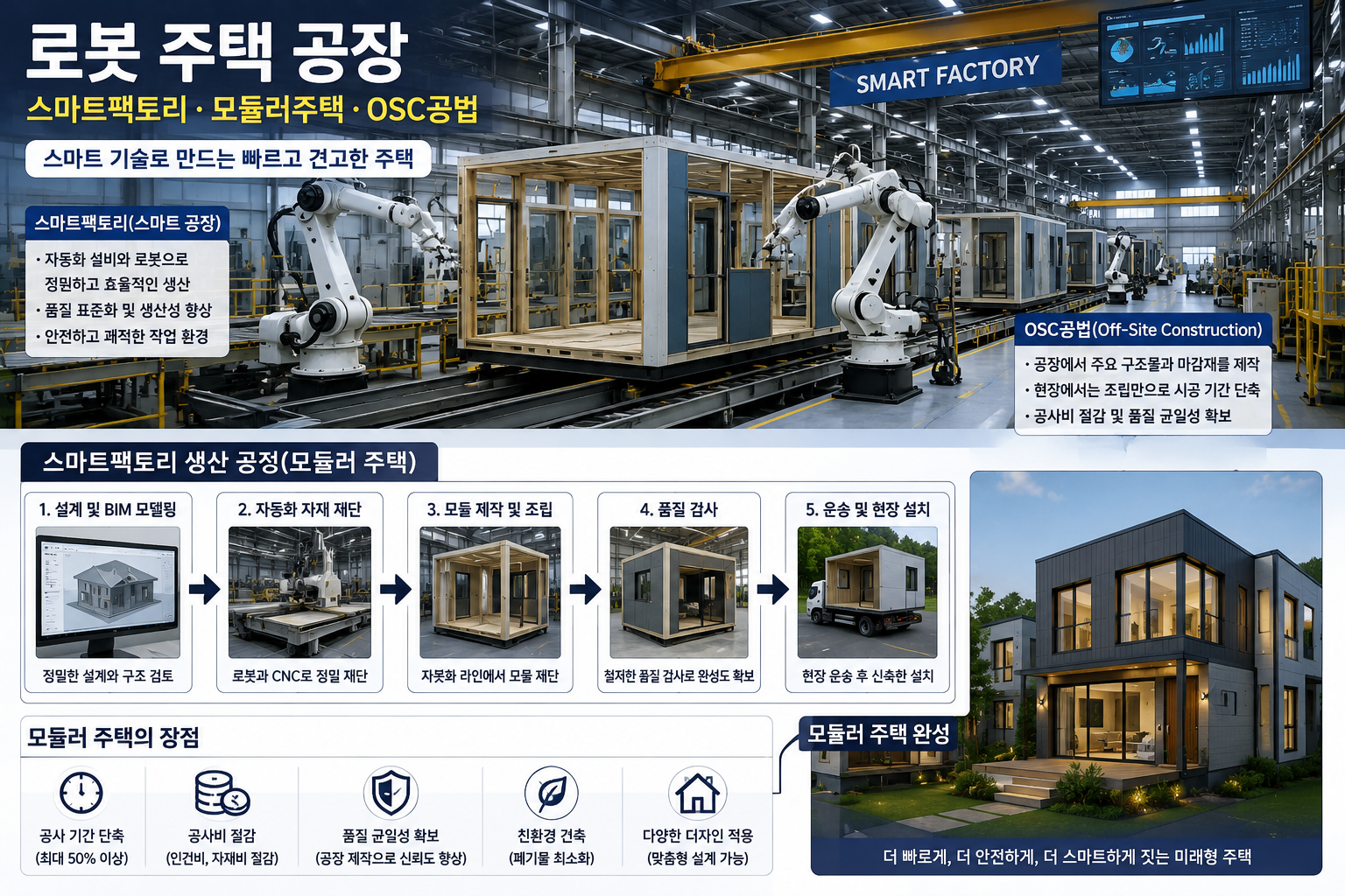 로봇 주택 공장 (스마트팩토리, 모듈러주택, OSC공법)