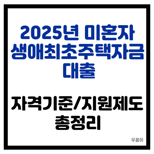 2025년 미혼자 생애최초주택자금대출 지원제도 자격 조건