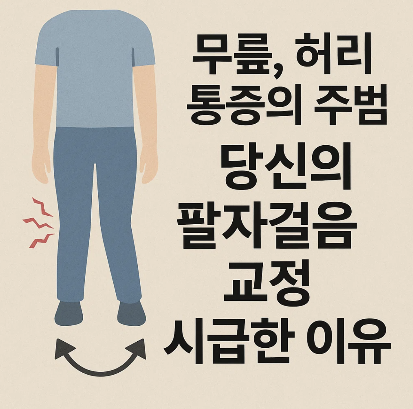 무릎, 허리 통증의 주범, 당신의 팔자걸음교정 시급한 이유