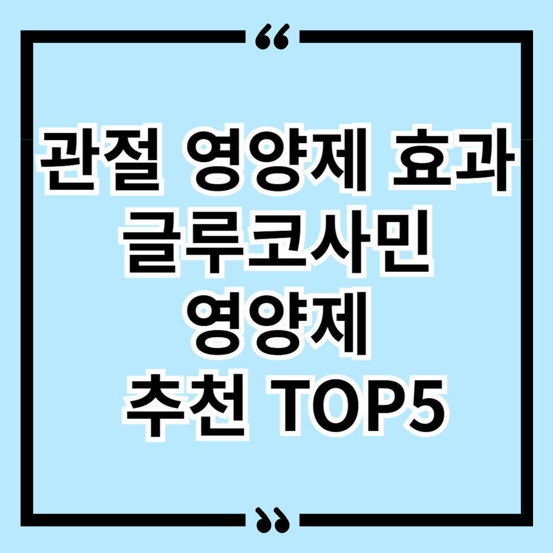관절 영양제 효과 글루코사민 영양제 추천 TOP5