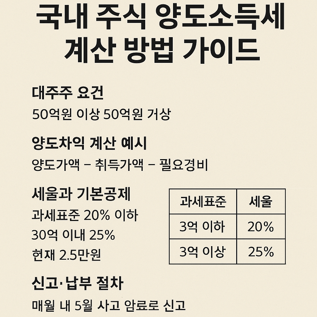 국내 주식 양도소득세 계산 방법 가이드