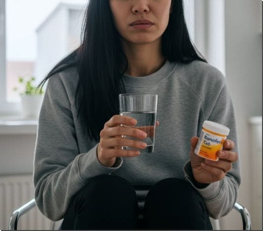 로노펜정 복용법과 부작용 , 로노펜정 복용 하는 여성 사진