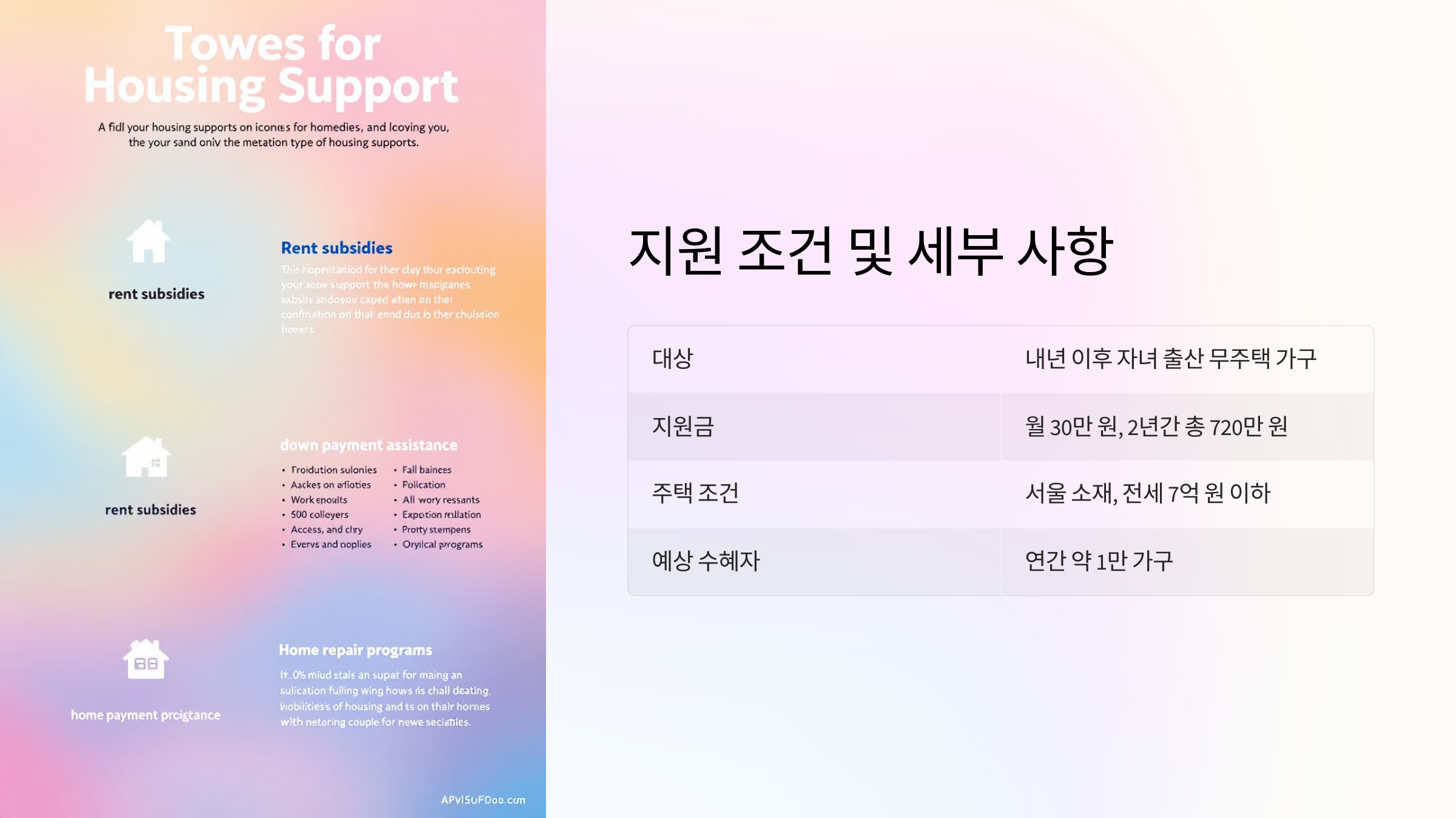 무주택가구 지원 조건 및 세부 사항