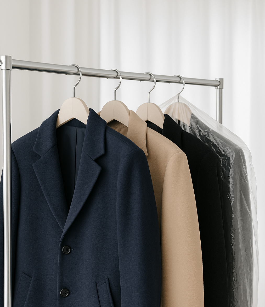 겨울 코트 보관법 안내 이미지, 드라이클리닝 후 통풍이 잘 되는 공간에 정리하는 팁