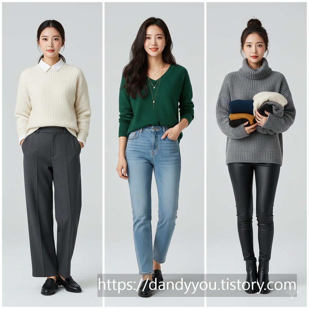 "니트웨어"의 종류별 특징과 "코디"