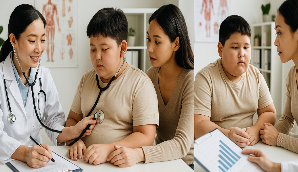 소아 비만 관리하는 의료진에 관련되 사진