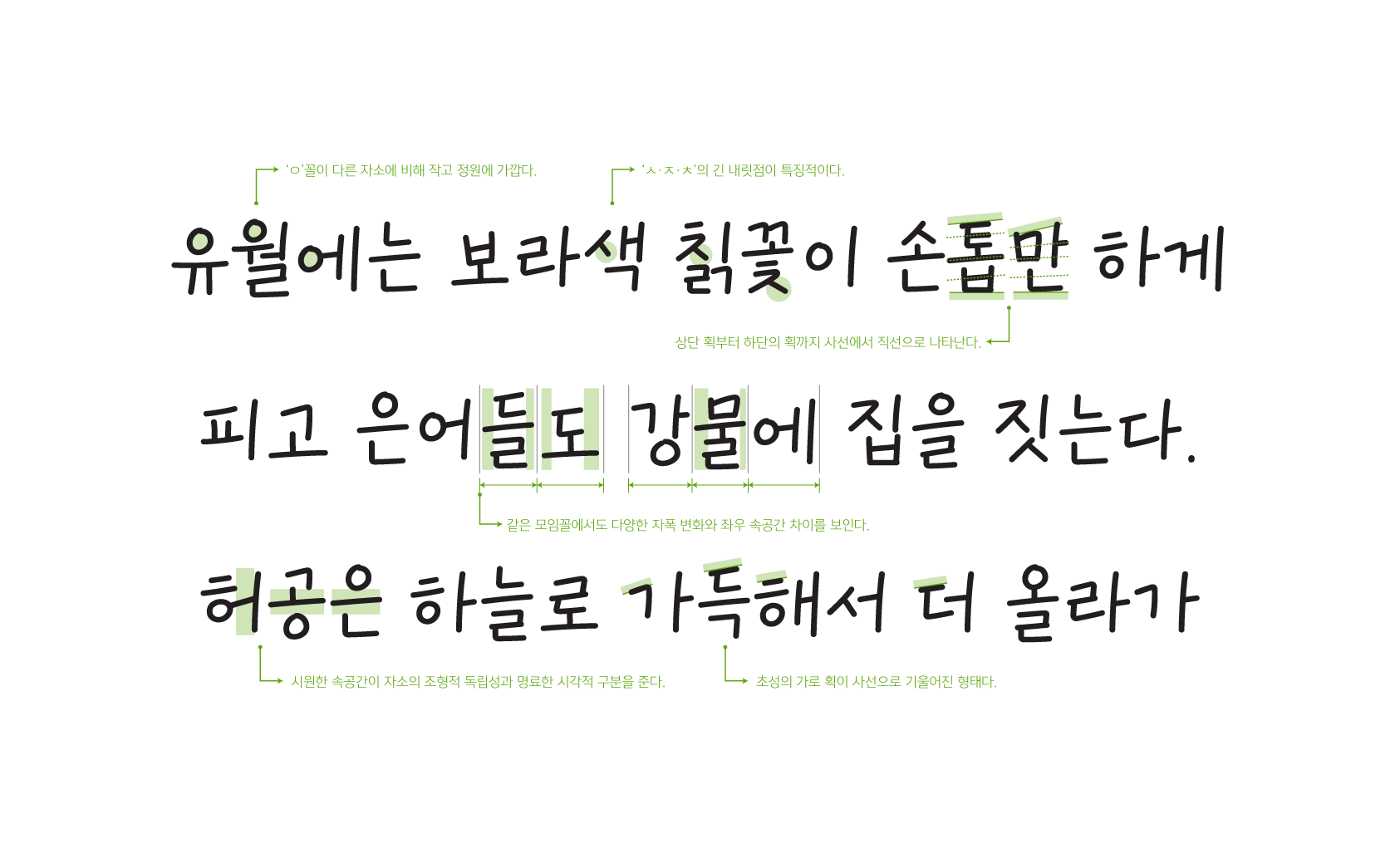 교보손글씨 2025 이유빈 서체 한글 특징