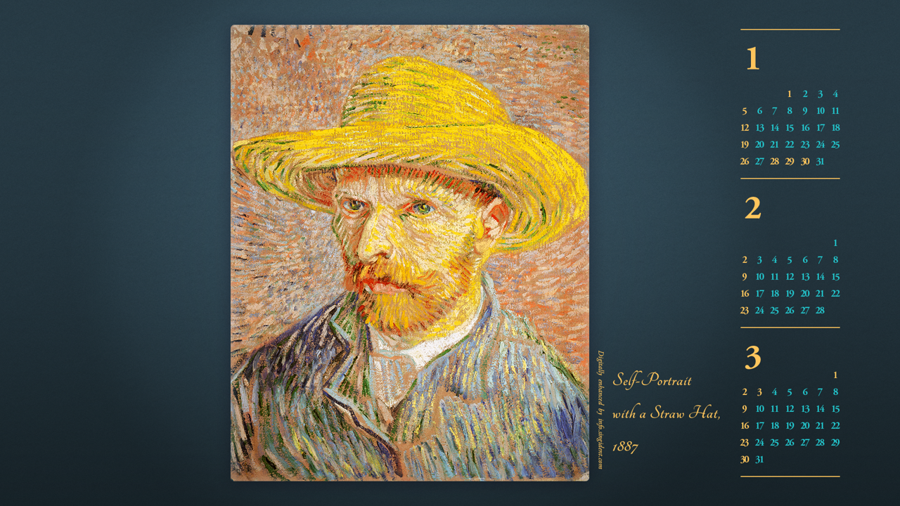 05 밀짚 모자를 쓴 자화상, F365 B - 2025년2월 노트북배경화면