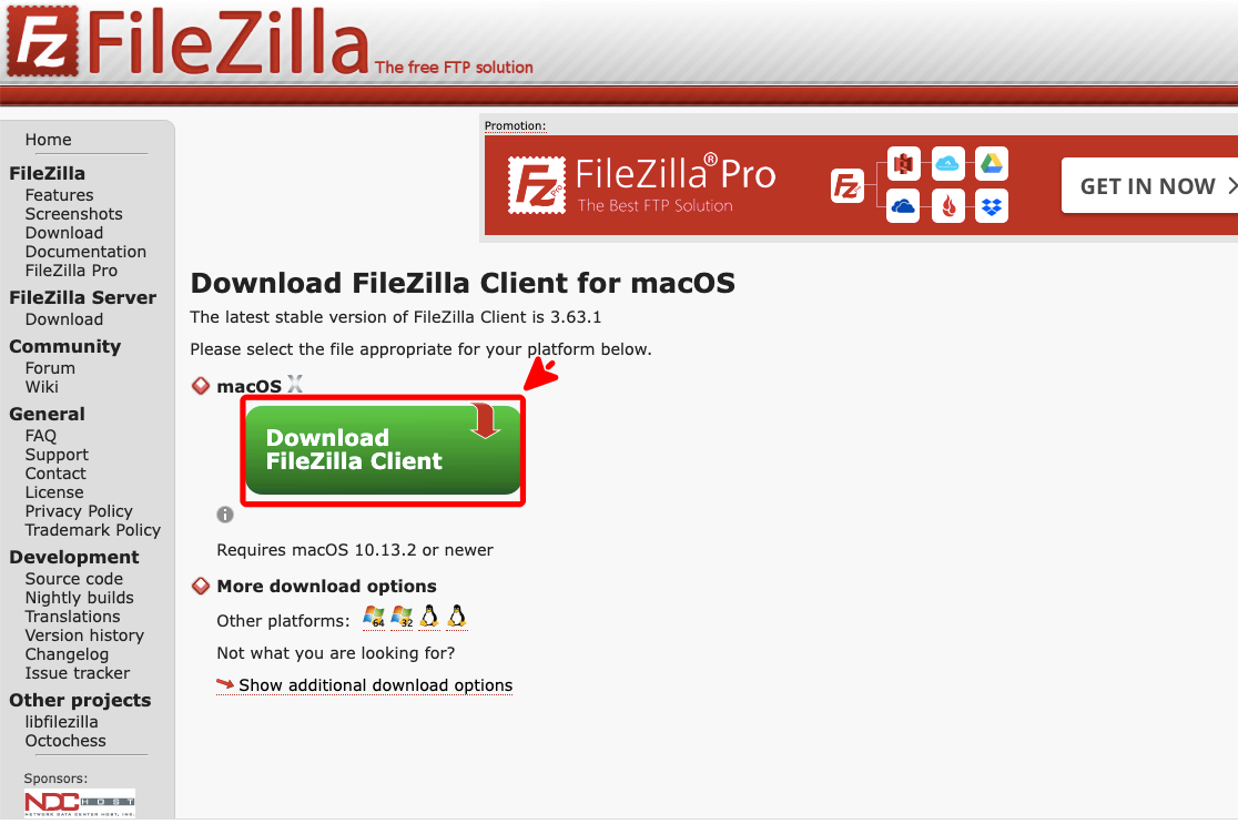 파일질라 맥용 다운