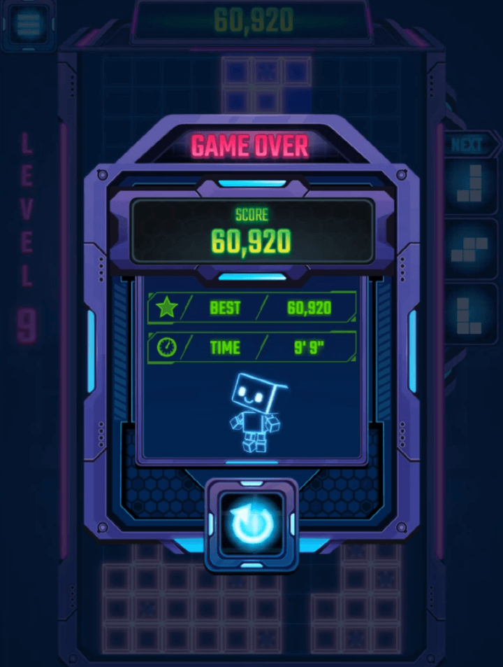 테트리스-무료게임하기-종료-화면