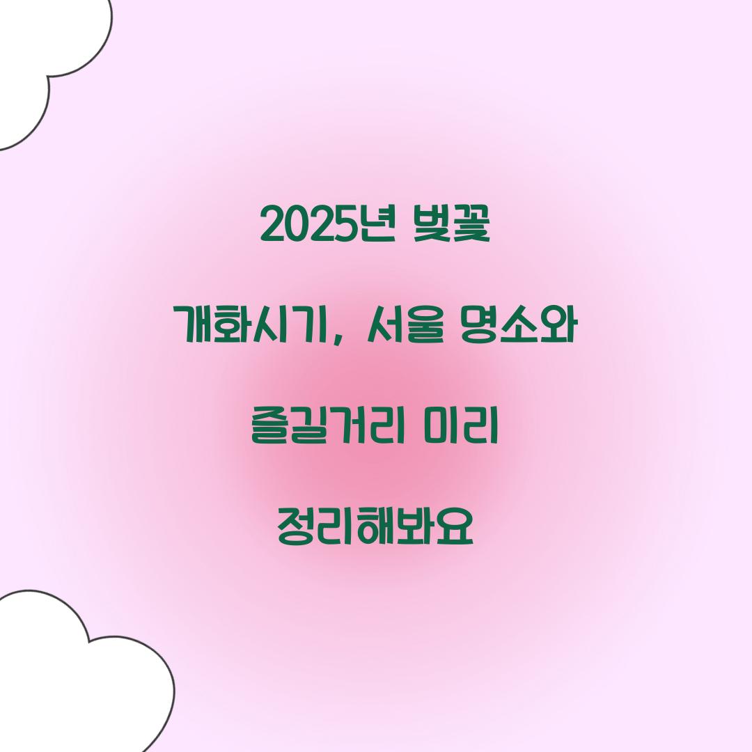 2025년 벚꽃 개화시기