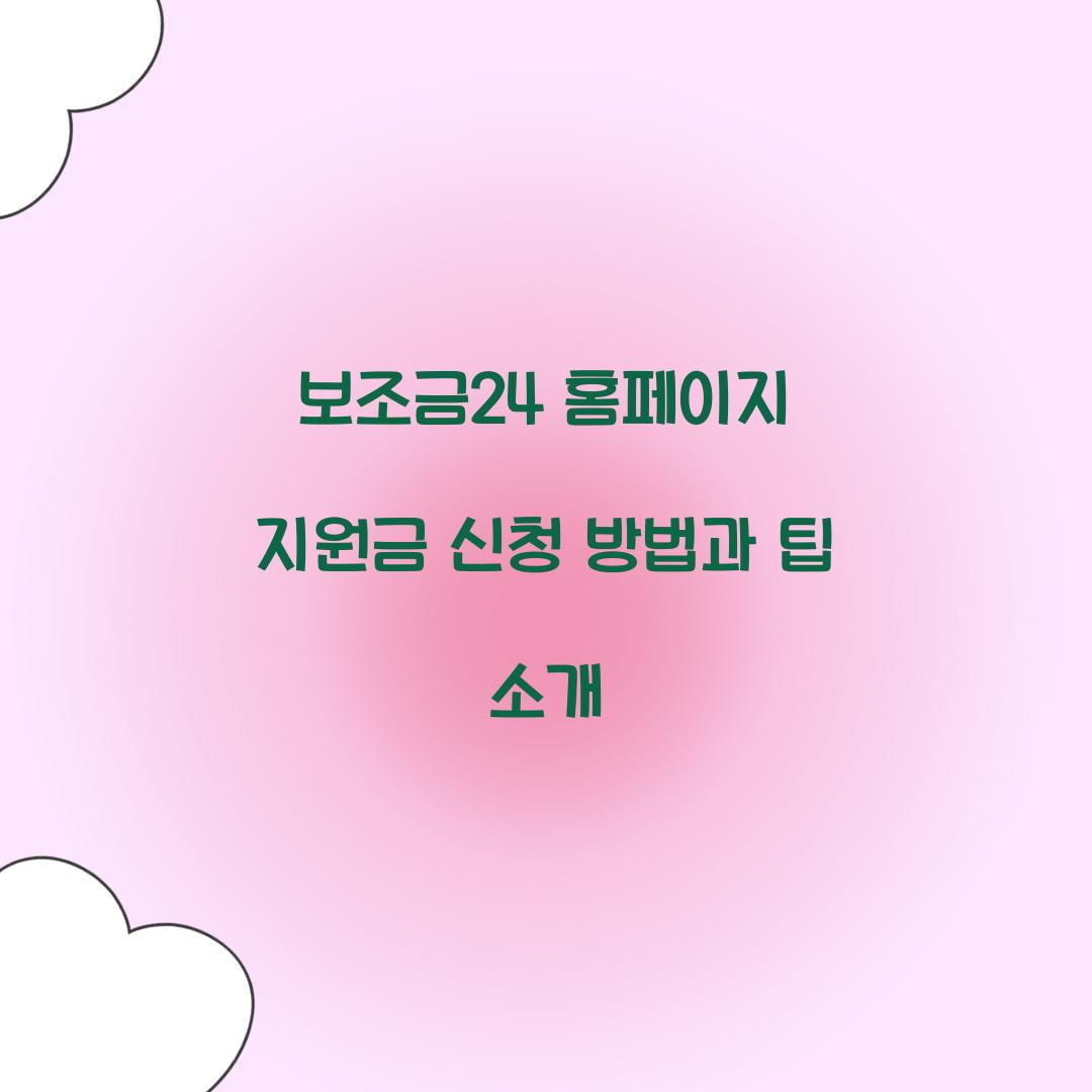 보조금24 홈페이지 지원금 신청