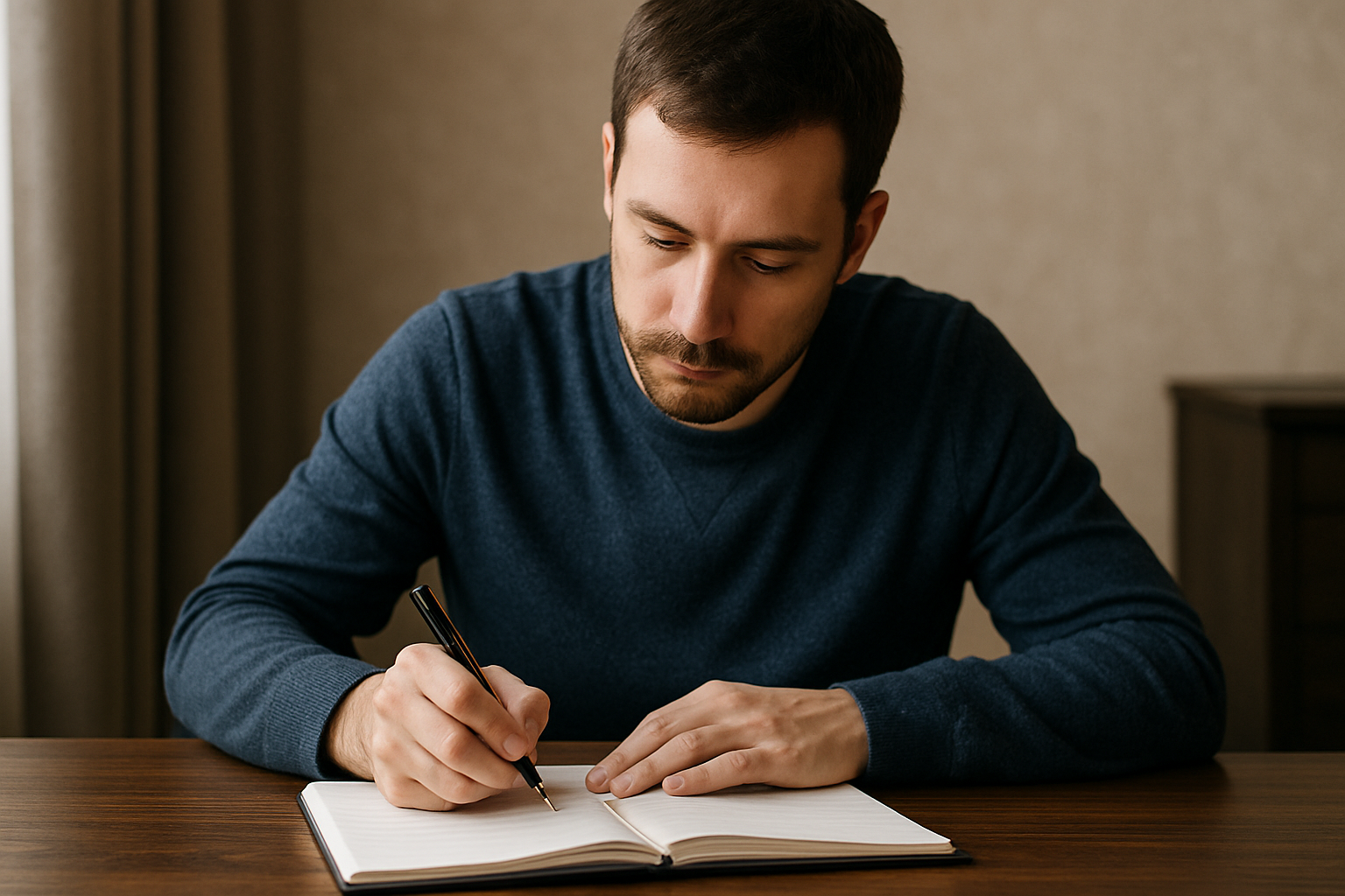 가계부를 작성 중인 남성의 모습