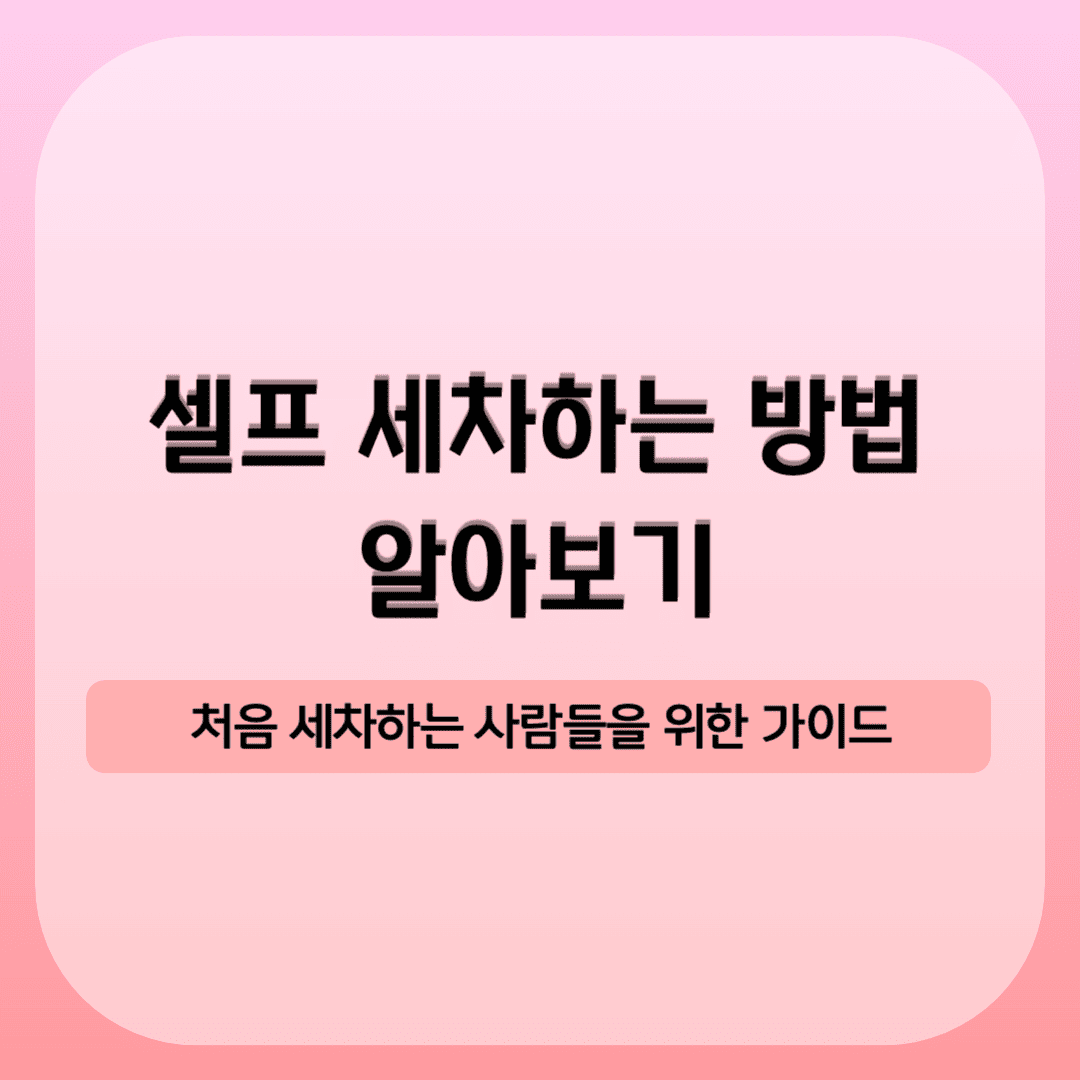 셀프 세차하는 방법 알아보기