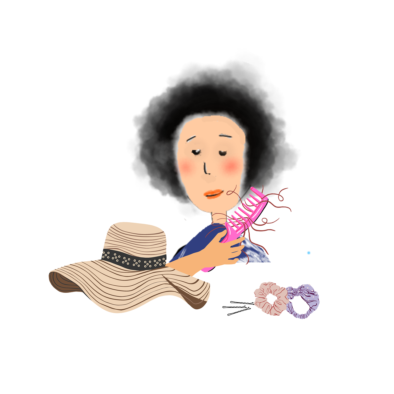 빗에 머리카락이 빠져있는 그림