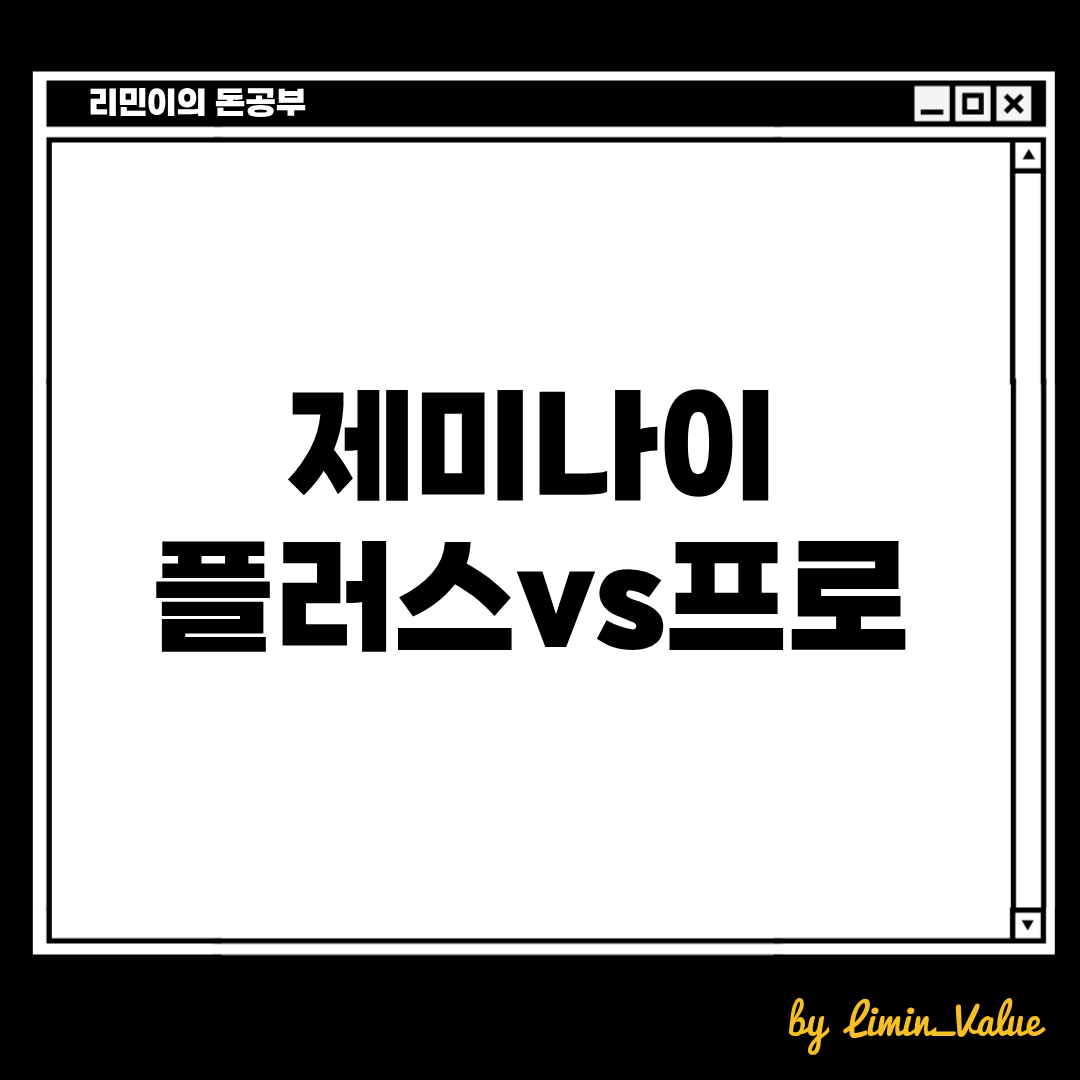 제미나이 플러스와 제미나이 프로
제미나이 플러스vs제미나이 프로
이 둘의 차이는 무엇일까요? 알아봅시다. 
리민이의 돈공부