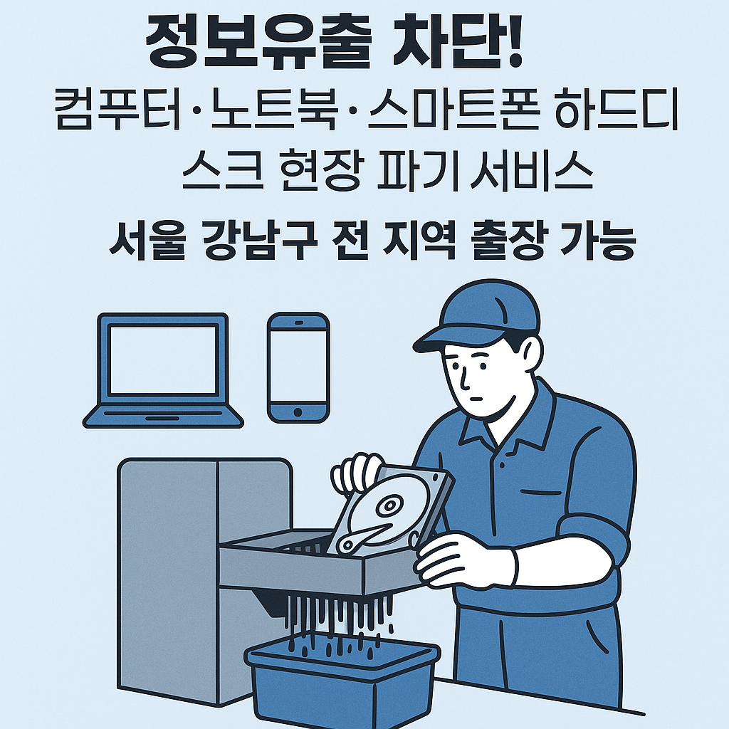 정보유출 차단! 컴퓨터·노트북·스마트폰 하드디스크 현장 파기 서비스 – 서울 강남구 전 지역 가능