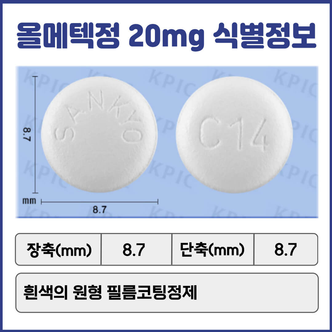 올메텍정20mg 식별정보
